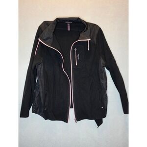 Lauren Ralph Lauren Women 3X Black Pink Full Zip Cotton Knit Sweater Jacket L-RL